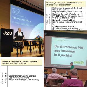 Eine Collage aus Bilder mit Vorträgen vom IKT Forum. 