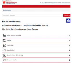 Internet·seite in Leichter Sprache Land Südtirol