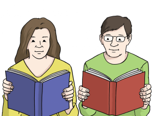 Zwei Menschen lesen 