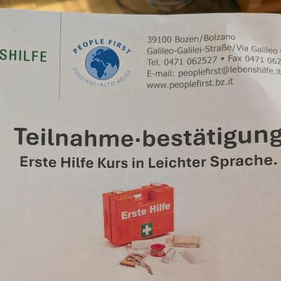 Erste Hilfe Kurs in Leichter Sprache